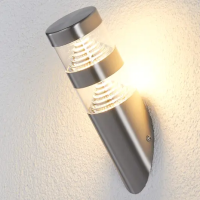 LED stainless steel outdoor wall light Lanea oblique