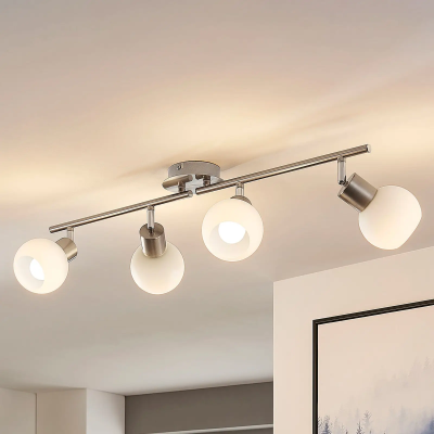 LED ceiling light Elaina, 4 bulbs, matte nickel