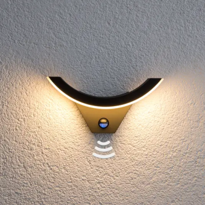 Semi-LED outdoor wall light with motion sensor