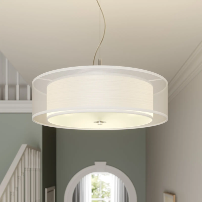 Textile hanging lamp Pikka with E27 LED bulbs