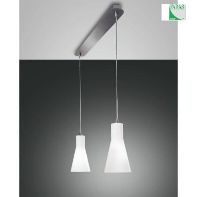 Lampa wisząca Fabas Luce DIANA, E27, 2 płomienie, chrom / białe szkło