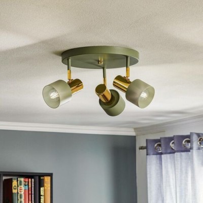 EULUNA Ceiling light Destin 3 flames green/brass