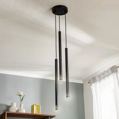 Lampa wisząca Sopel, 3 żarówki, czarna