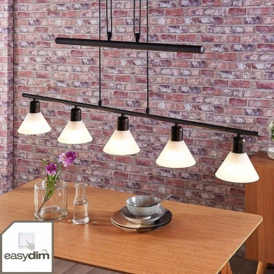 Eleasa LED pendant light, easydim 5 bulbs, black