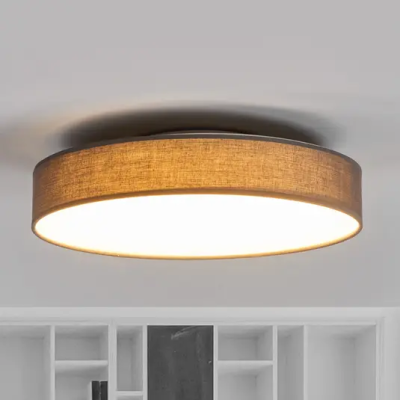 Saira LED fabric ceiling light, 40 cm, gray