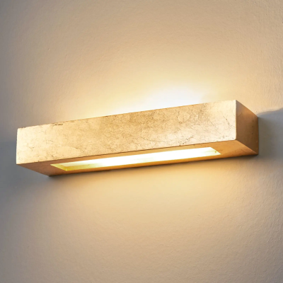 Gold-colored square plaster wall lamp Emina