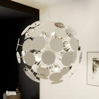 White hanging lamp Kinan with discs