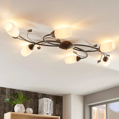 Stefania LED ceiling lamp, six bulbs