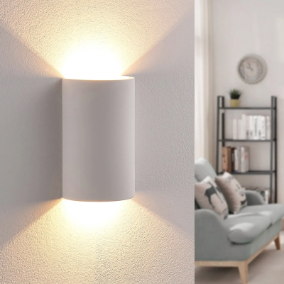 Jenke LED wall lamp made of plaster, semi-circular