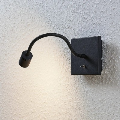 Mayar LED sieninis skaitymo šviestuvas su lanksčia rankena, juodas