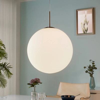 Ball pendant lamp Marike made of opal glass, 40 cm