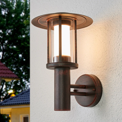 Rust-colored Pavlos LED outdoor wall lamp