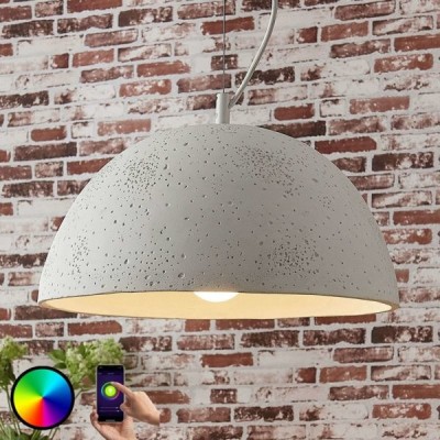 Betonowa lampa wisząca Lindby Smart Carolle, RGB LED