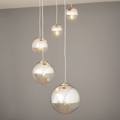 Ravena hanging lamp with glass balls, 5 lamps