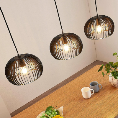 Jusra hanging lamp made of black metal, 3 bulbs.