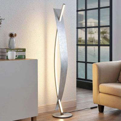 Elegant silver-colored LED floor lamp Marija