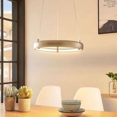 LED pendant lamp Risto nickel, ring-shaped