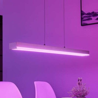 LED pendant light Keyan, WiZ, square, elongated, nickel