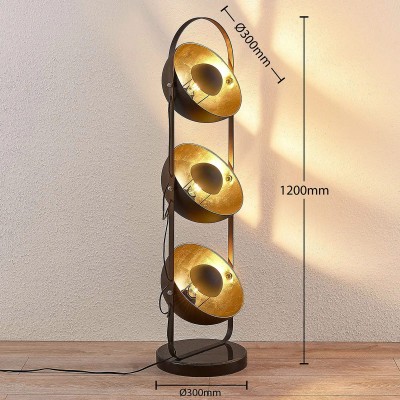 Floor lamp Muriel 3 bulbs. black Gold