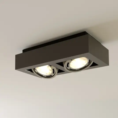 Ronka LED ceiling spotlight, GU10, 2 bulbs, dark gray