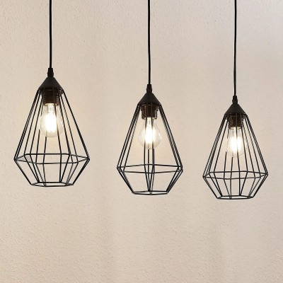 Hanging lamp Elda with cages, elongated, black