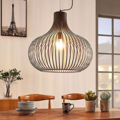 Lampa wisząca Lindby Frances, brązowa, 1 żarówka, Ø 60 cm