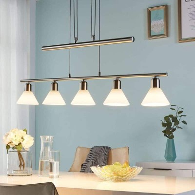 Eleasa LED pendant light, easydim 5 bulbs, nickel