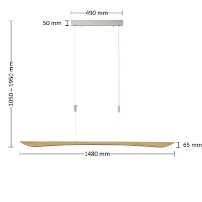 Rothfels Hiba LED pakabinamas šviestuvas, natūralaus ąžuolo, 148 cm