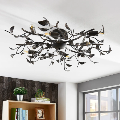 Yos ceiling light from leaf optics, 8 bulbs, black color