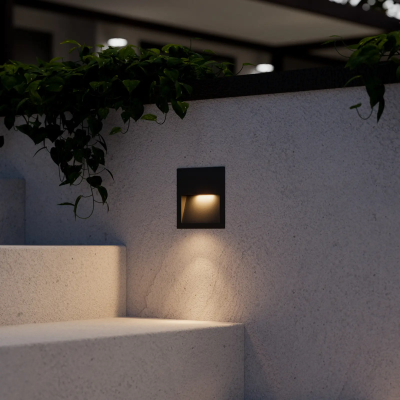 Square LED recessed wall light Loya outdoor