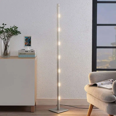 Nickel-colored LED floor lamp Margeau, adjustable