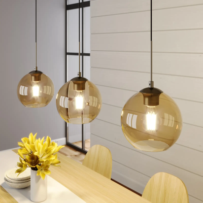 Lindby Sofian pendant light, three lights, amber