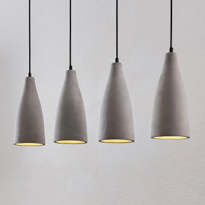 Lindby concrete pendant lamp Sanne, four bulbs