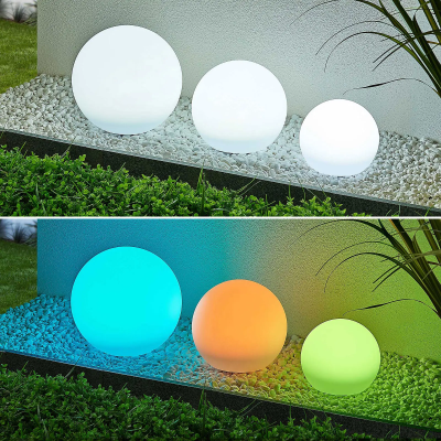 Lindby Lago LED solar lights RGBW, set of 3 balls