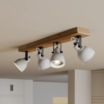 Lindby Mitis LED ceiling light, pine wood, 4 bulbs.