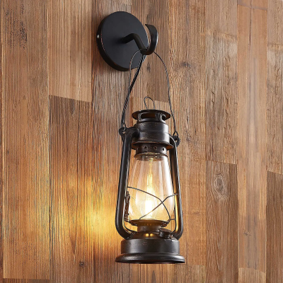 Lindby Raisa wall lamp, lantern, rust color