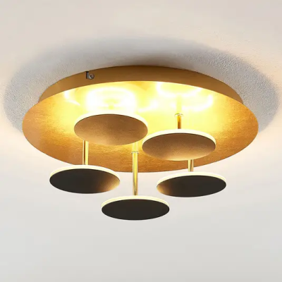 Lampa sufitowa LED Lindby Casni, czarno-złota