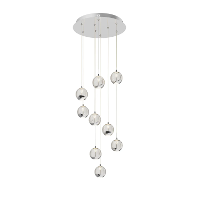 Lucande Hayley LED pendant light, 9 lights, chrome