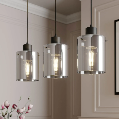 Lindby Kourtney hanging light with glass shade, 3 bulbs.