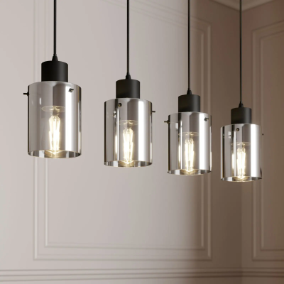 Lindby Kourtney pendant light with glass shade, 4 bulbs.